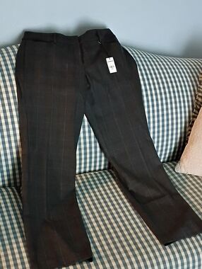 Express Women's Dark Charcoal Plaid Trousers